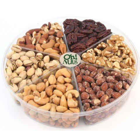 Oh! Nuts Freshly Roasted Holiday Nuts Gift Basket, Nut Gift Tray 6 ...